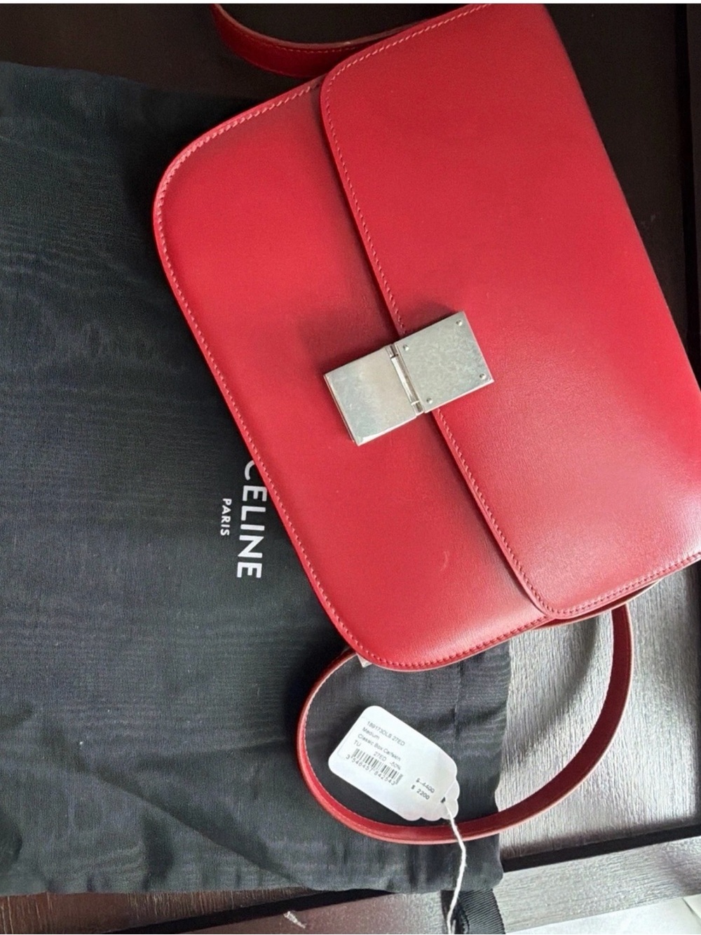 Celine Red Leather Crossbody with Silver-Tone Clasp